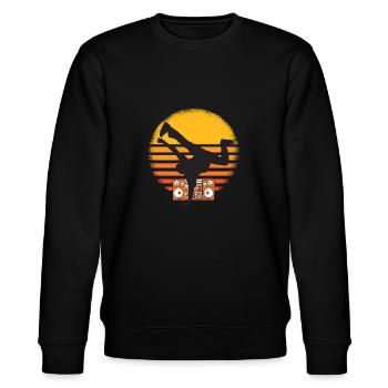 Vintage Breakdance Pose Breakdancing Art - Stanley/Stella CHANGER Unisex Organic Sweatshirt - black - Front - Nik (191cm) & Marisol (170cm)