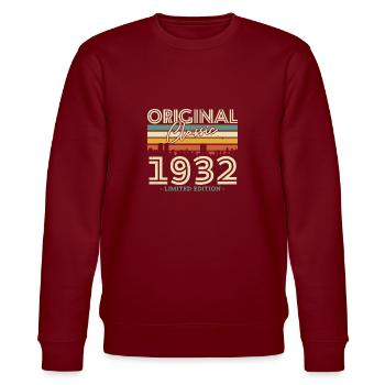 Vintage Birthday Gift 1932 - 91/92 Years - Stanley/Stella CHANGER Unisex Organic Sweatshirt - burgundy - Front - Nik (191cm) & Marisol (170cm)