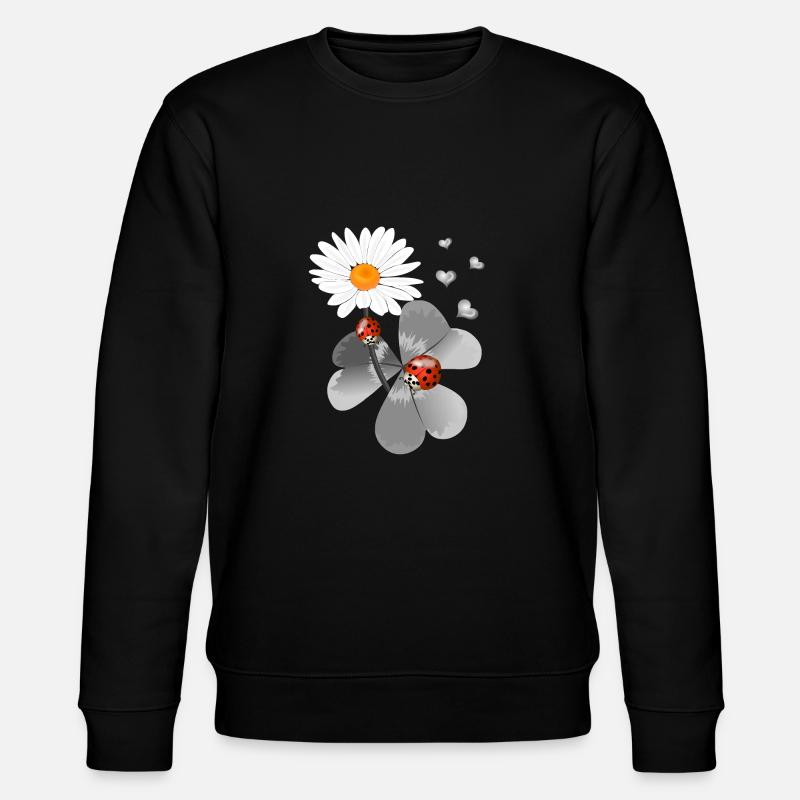 Clover with ladybug - Stanley/Stella CHANGER Unisex Organic Sweatshirt - black