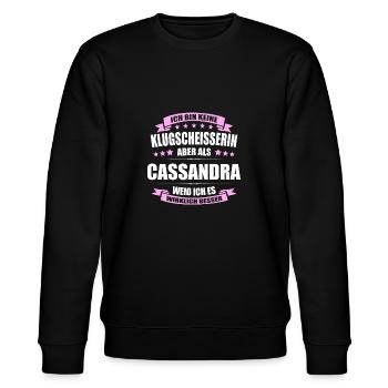 Name Cassandra Vorname Klugscheisserin Namenstag - Stanley/Stella Unisex Bio-Sweatshirt CHANGER  - Schwarz - Vorne - Nik (191cm) & Marisol (170cm)