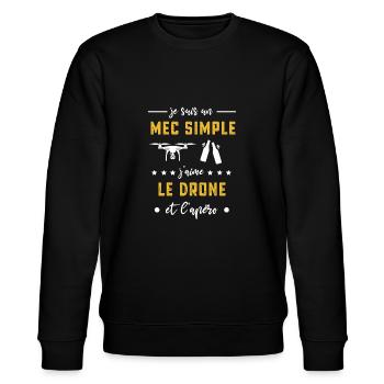 drone mec simple apéro cadeau - Sweat bio CHANGER Stanley/Stella Unisexe - noir - Devant - Nik (191cm) & Marisol (170cm)