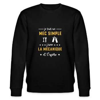 mécanique mec simple apéro cadeau - Sweat bio CHANGER Stanley/Stella Unisexe - noir - Devant - Nik (191cm) & Marisol (170cm)