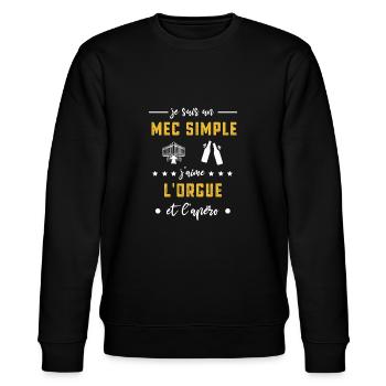 orgue mec simple apéro cadeau - Sweat bio CHANGER Stanley/Stella Unisexe - noir - Devant - Nik (191cm) & Marisol (170cm)