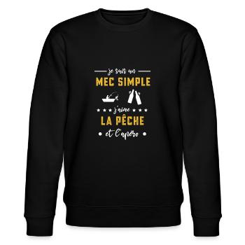 pêche barque mec simple apéro cadeau - Sweat bio CHANGER Stanley/Stella Unisexe - noir - Devant - Nik (191cm) & Marisol (170cm)