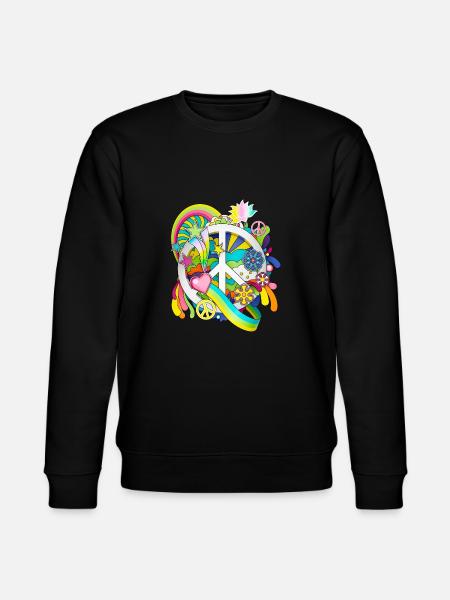 Buntes Retro Friedenszeichen Design - Stanley/Stella Unisex Bio-Sweatshirt CHANGER - Schwarz