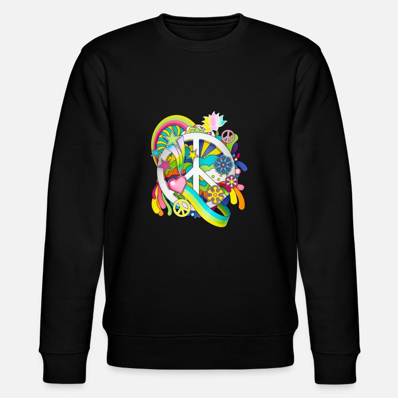 Buntes Retro Friedenszeichen Design - Stanley/Stella Unisex Bio-Sweatshirt CHANGER  - Schwarz