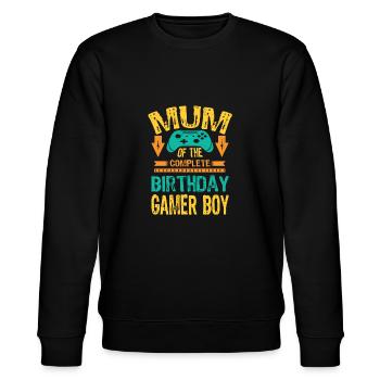Mum Of the Birthday Boy Gaming Family Party - Stanley/Stella Unisex Bio-Sweatshirt CHANGER  - Schwarz - Vorne - Nik (191cm) & Marisol (170cm)