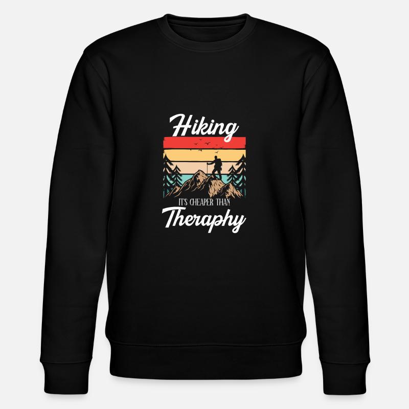Hiking: Cheaper Than Therapy - Stanley/Stella Unisex Bio-Sweatshirt CHANGER  - Schwarz