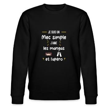mangas apéro mec simple humour - Sweat bio CHANGER Stanley/Stella Unisexe - noir - Devant - Nik (191cm) & Marisol (170cm)