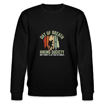 Funny Hiker Out of Breath Hiking Society - Stanley/Stella Unisex Bio-Sweatshirt CHANGER  - Schwarz - Vorne - Nik (191cm) & Marisol (170cm)
