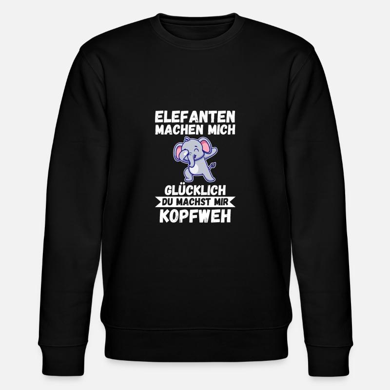 Elefant Elefanten - Stanley/Stella Unisex Bio-Sweatshirt CHANGER  - Schwarz