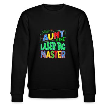 Auntie Of the Birthday Boy Laser Tag Family gift - Stanley/Stella Unisex Bio-Sweatshirt CHANGER  - Schwarz - Vorne - Nik (191cm) & Marisol (170cm)