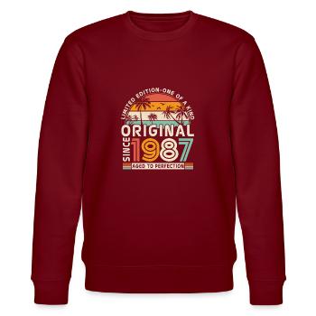 Legendäres Jahrgang 1987 Geburtstagsshirt - Stanley/Stella Unisex Bio-Sweatshirt CHANGER  - Burgunderrot - Vorne - Nik (191cm) & Marisol (170cm)
