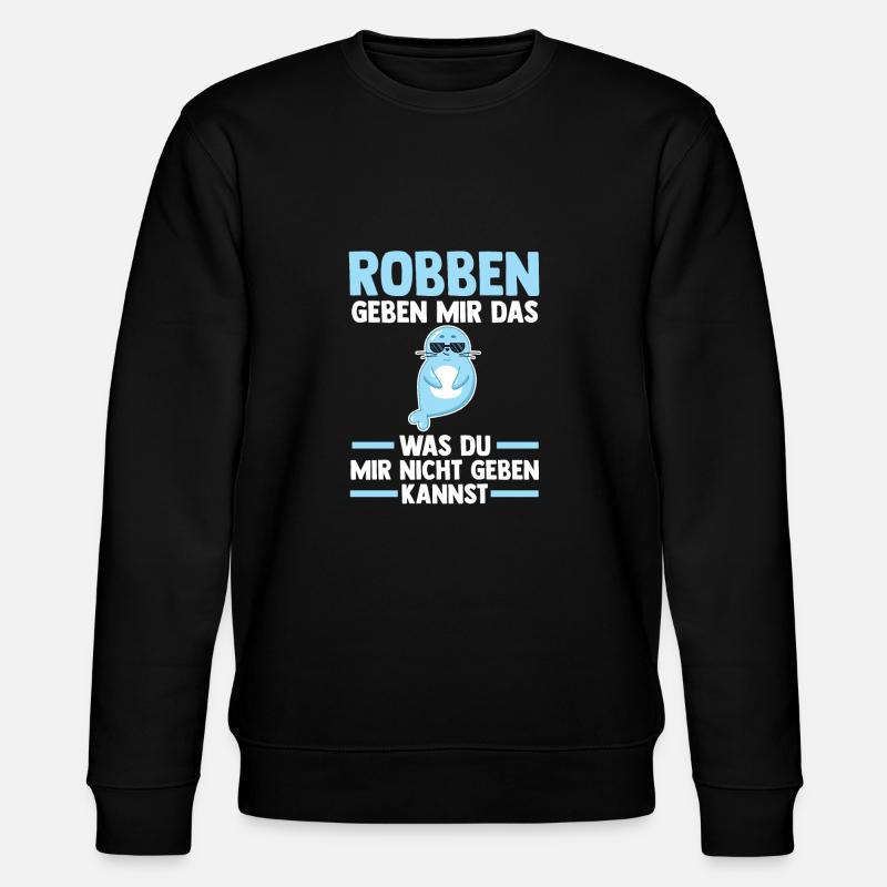 Seehund Seelöwe Robbe - Stanley/Stella Unisex Bio-Sweatshirt CHANGER  - Schwarz