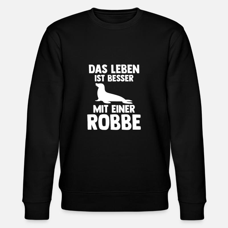 Seehund Seelöwe Robbe - Stanley/Stella Unisex Bio-Sweatshirt CHANGER  - Schwarz