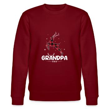 Rot kariertes Rentier Opa Weihnachten Weihnachten - Stanley/Stella Unisex Bio-Sweatshirt CHANGER  - Burgunderrot - Vorne - Nik (191cm) & Marisol (170cm)