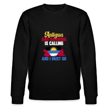 Antigua and Barbuda flag - Stanley/Stella CHANGER Unisex Organic Sweatshirt - black - Front - Nik (191cm) & Marisol (170cm)