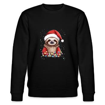 Schnee, Weihnachtsmütze, Weihnachtsbeleuchtung - Funny Sloth Ch - Stanley/Stella Unisex Bio-Sweatshirt CHANGER  - Schwarz - Vorne - Nik (191cm) & Marisol (170cm)
