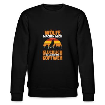 Tier Waldtier Wolf - Stanley/Stella Unisex Bio-Sweatshirt CHANGER  - Schwarz - Vorne - Nik (191cm) & Marisol (170cm)