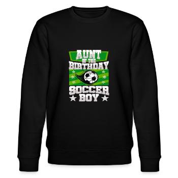 Aunt Of the Birthday Boy Soccer Family Party Idea - Stanley/Stella Unisex Bio-Sweatshirt CHANGER  - Schwarz - Vorne - Nik (191cm) & Marisol (170cm)