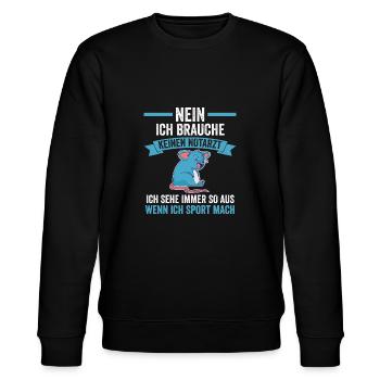 Sportmuffel Morgenmuffel Lustige Sprüche - Stanley/Stella Unisex Bio-Sweatshirt CHANGER  - Schwarz - Vorne - Nik (191cm) & Marisol (170cm)