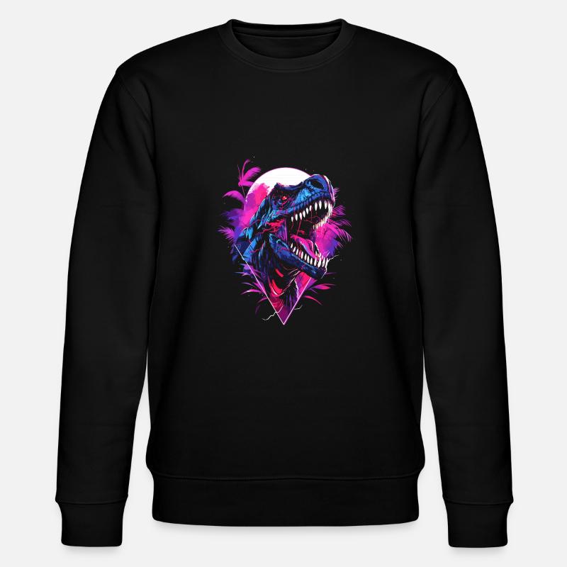 Synthwave T Rex - Stanley/Stella CHANGER Unisex Organic Sweatshirt - black