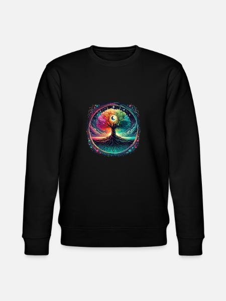 Månen faser Spirituelt æstetisk mystisk træ - Stanley/Stella økologisk unisex-sweatshirt CHANGER  - sort