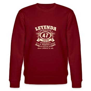 47. Geburtstag: Vintage-Legende - Stanley/Stella Unisex Bio-Sweatshirt CHANGER  - Burgunderrot - Vorne - Nik (191cm) & Marisol (170cm)
