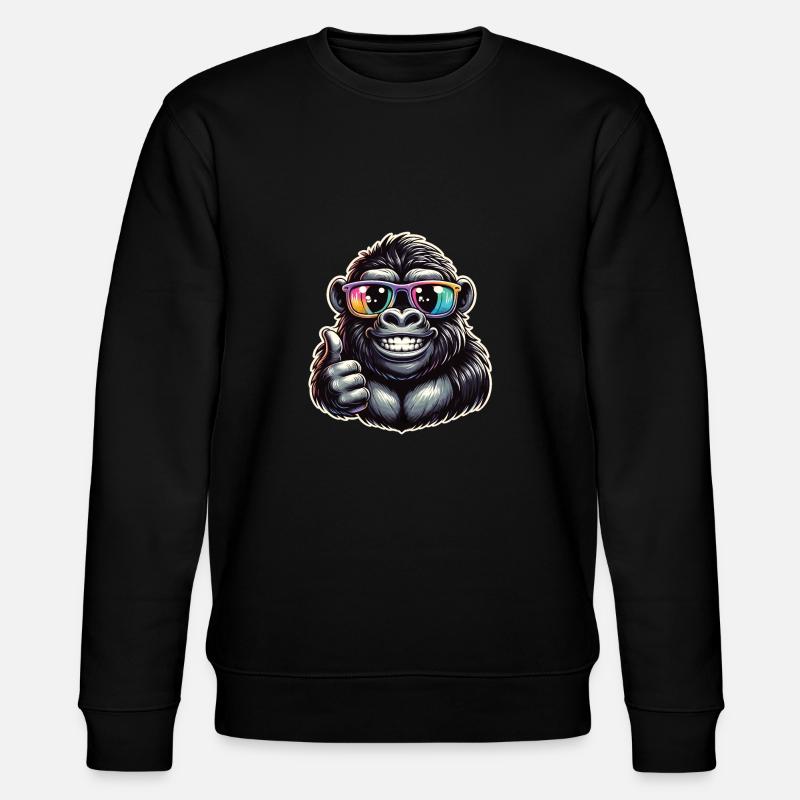 Gorilla mit Sonnenbrille - Stanley/Stella Unisex Bio-Sweatshirt CHANGER  - Schwarz