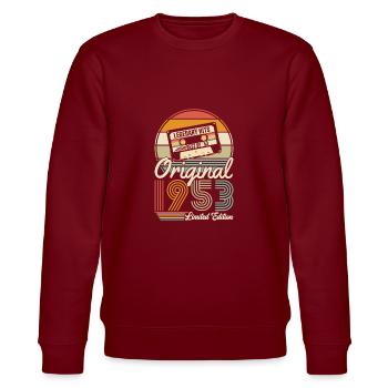 Vintage 1953 Geburtstag Retro - Stanley/Stella Unisex Bio-Sweatshirt CHANGER  - Burgunderrot - Vorne - Nik (191cm) & Marisol (170cm)