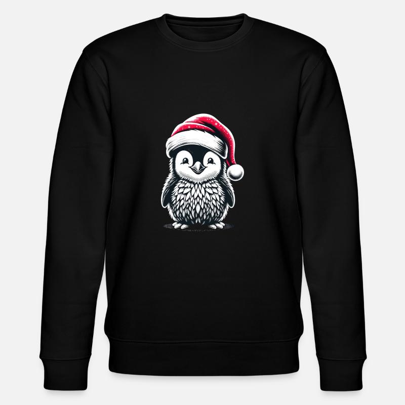 Pingouin Père Noël mignon - Sweat bio CHANGER Stanley/Stella Unisexe - noir
