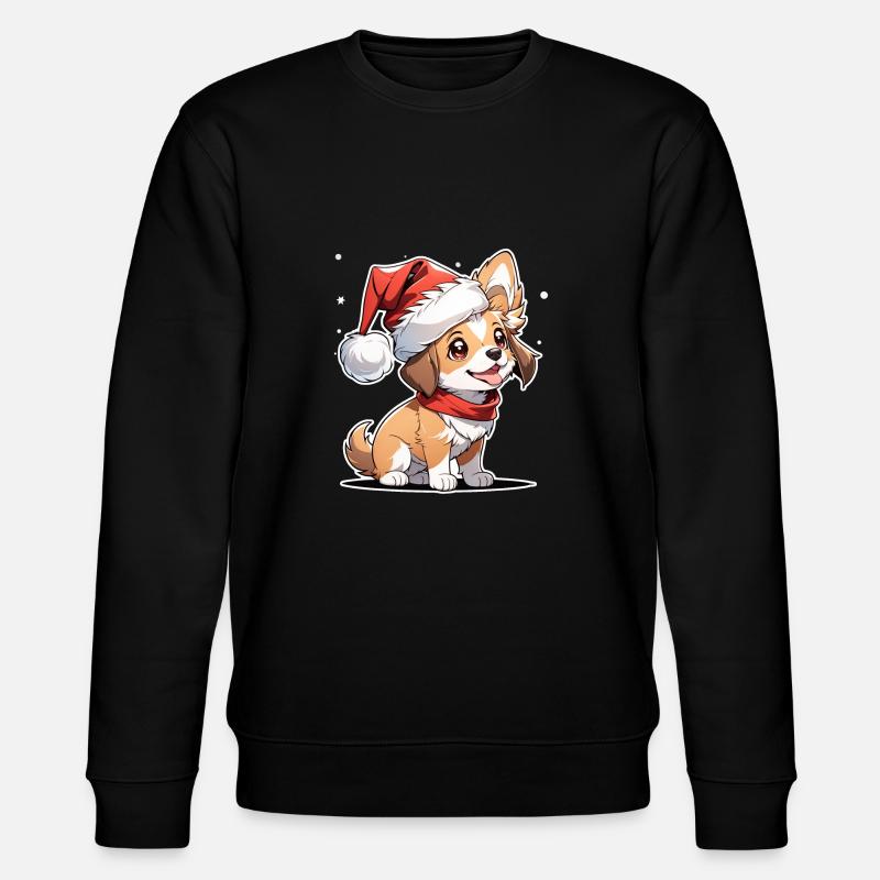 Hund mit Weihnachtsmütze - Stanley/Stella Unisex Bio-Sweatshirt CHANGER  - Schwarz