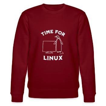 Zeit für Linux und Open-Source-Software - Stanley/Stella Unisex Bio-Sweatshirt CHANGER  - Burgunderrot - Vorne - Nik (191cm) & Marisol (170cm)