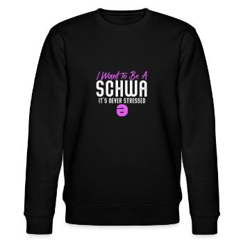 Ich will ein Schwa sein, der nie gestresst ist - Stanley/Stella Unisex Bio-Sweatshirt CHANGER  - Schwarz - Vorne - Nik (191cm) & Marisol (170cm)