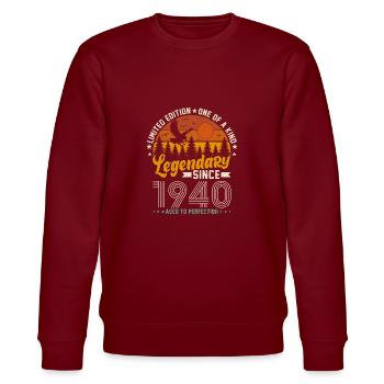 Vintage Birthday 84 - Legendary Vintage 1940's - Stanley/Stella CHANGER Unisex Organic Sweatshirt - burgundy - Front - Nik (191cm) & Marisol (170cm)
