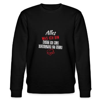 alles was ich bin, hast du mir geholfen zu sein - Stanley/Stella Unisex Bio-Sweatshirt CHANGER  - Schwarz - Vorne - Nik (191cm) & Marisol (170cm)