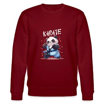 Lustiger japanischer Karate Panda Kawaii Karateka - Stanley/Stella Unisex Bio-Sweatshirt CHANGER  - Burgunderrot - Vorne - Nik (191cm) & Marisol (170cm)