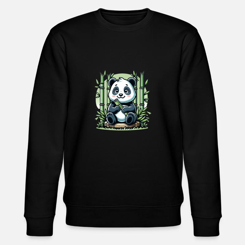 Panda Bambus - Stanley/Stella Unisex Bio-Sweatshirt CHANGER  - Schwarz