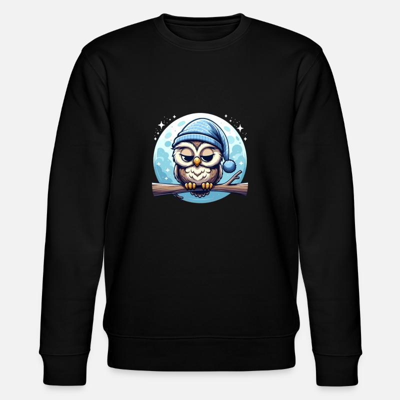 Hibou Nightcap Sleeping Owl Lune - Sweat bio CHANGER Stanley/Stella Unisexe - noir