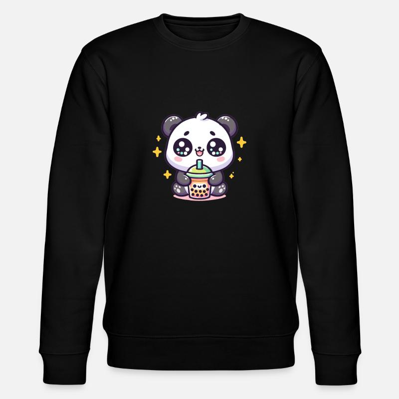 Panda Bubble Tea Boba Kawaii - Stanley/Stella Unisex Bio-Sweatshirt CHANGER  - Schwarz