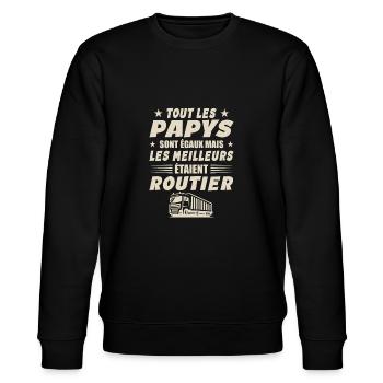 Routier Papy Cadeau Chauffeurs Routiers - Sweat bio CHANGER Stanley/Stella Unisexe - noir - Devant - Nik (191cm) & Marisol (170cm)
