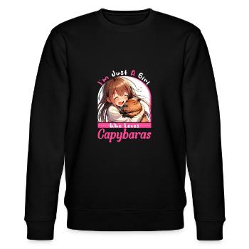 Just A Girl Who Loves Capybaras - Cabybara Love - Stanley/Stella Unisex Bio-Sweatshirt CHANGER  - Schwarz - Vorne - Nik (191cm) & Marisol (170cm)