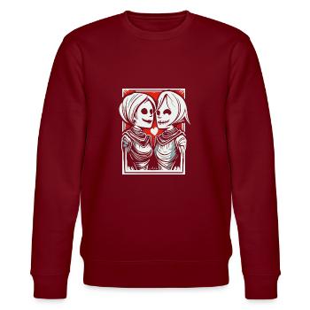 Zwei mittelalterliche Liebende - Stanley/Stella Unisex Bio-Sweatshirt CHANGER  - Burgunderrot - Vorne - Nik (191cm) & Marisol (170cm)