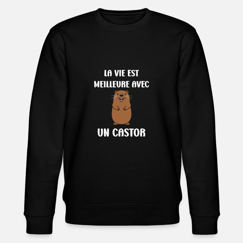 Humour petit castor - Sweat bio CHANGER Stanley/Stella Unisexe - noir