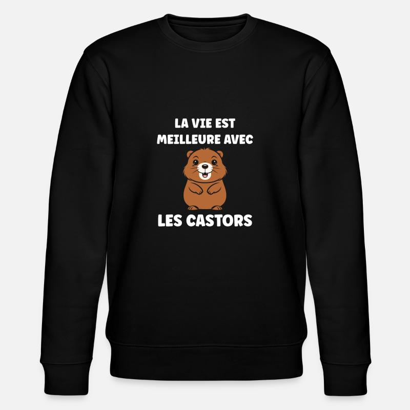Humour petit castor - Sweat bio CHANGER Stanley/Stella Unisexe - noir