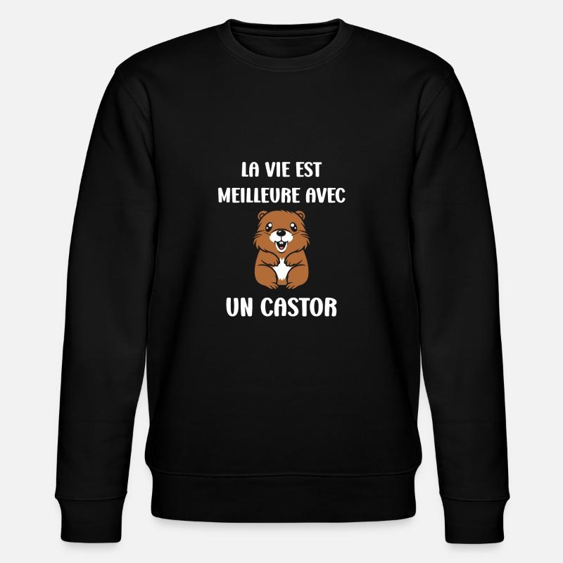 Humour petit castor - Sweat bio CHANGER Stanley/Stella Unisexe - noir