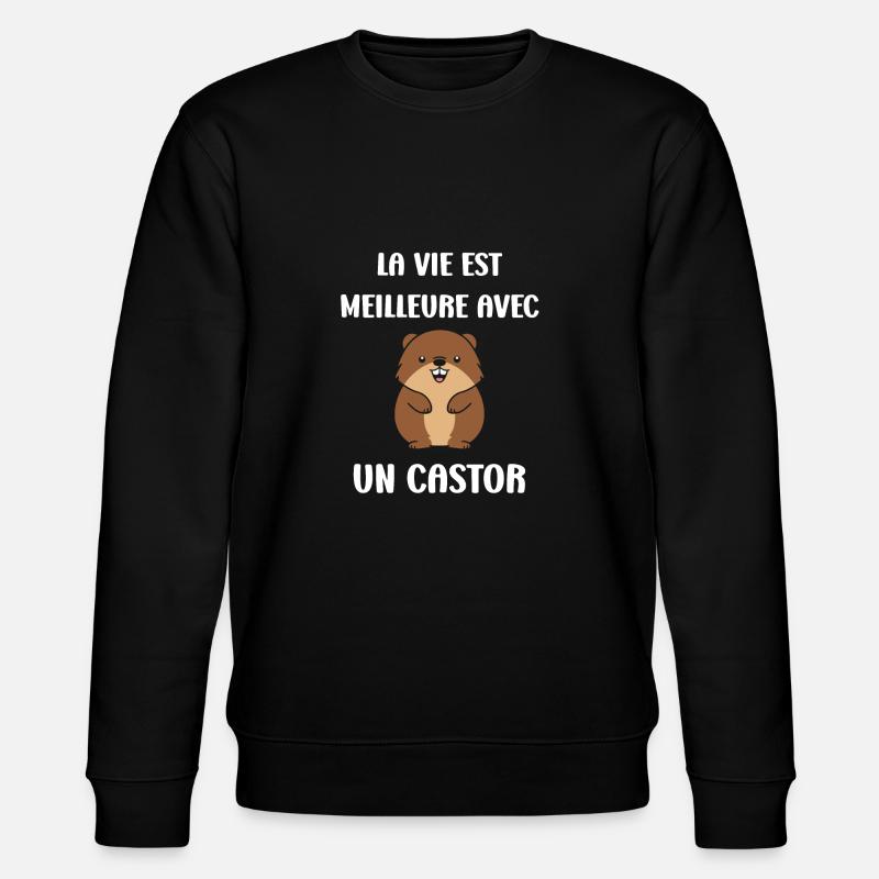 Humour petit castor - Sweat bio CHANGER Stanley/Stella Unisexe - noir