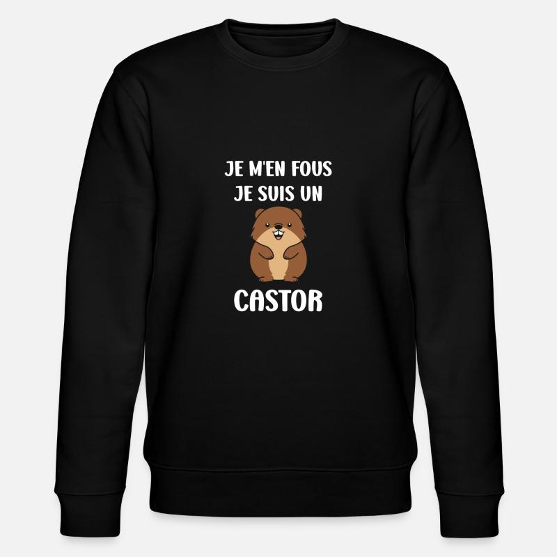 Humour petit castor - Sweat bio CHANGER Stanley/Stella Unisexe - noir
