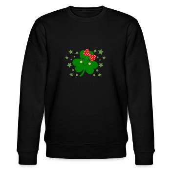 St Patricks Day Accessories Ireland Shamrock Decoration - Stanley/Stella CHANGER Unisex Organic Sweatshirt - black - Front - Nik (191cm) & Marisol (170cm)