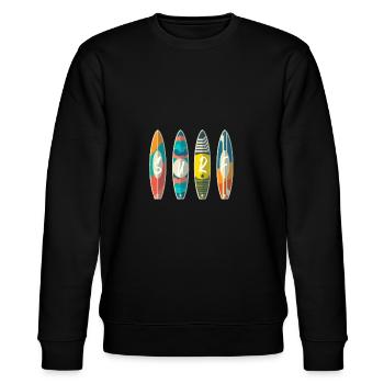 Surf board surfer sport sun gift idea youth - Stanley/Stella CHANGER Unisex Organic Sweatshirt - black - Front - Nik (191cm) & Marisol (170cm)